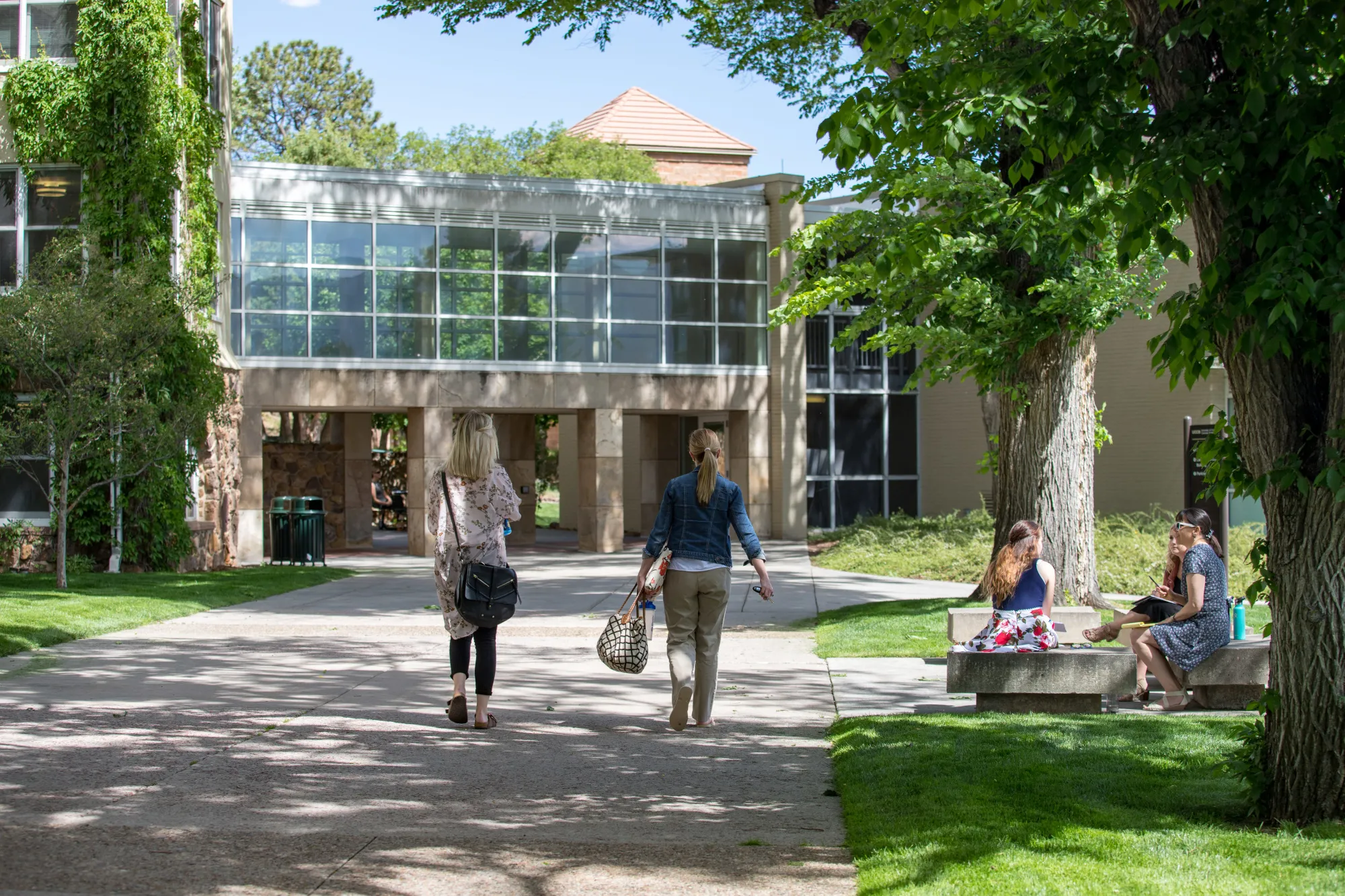 Staff in front of Main Hall on UCCS Campus